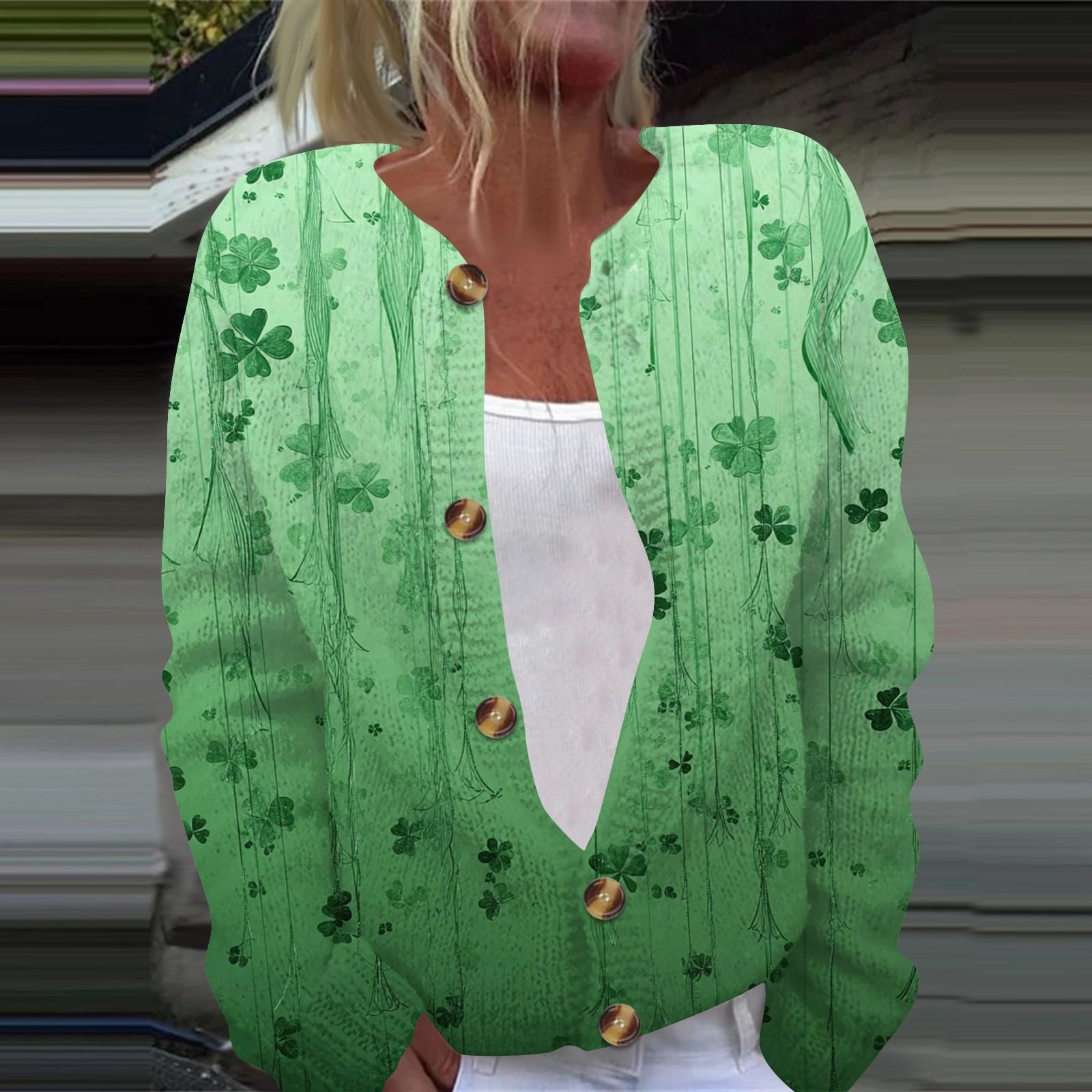 

Женская мода ул.. Вязаный кардиган с длинными рукавами и принтом Патрика на пуговицах S