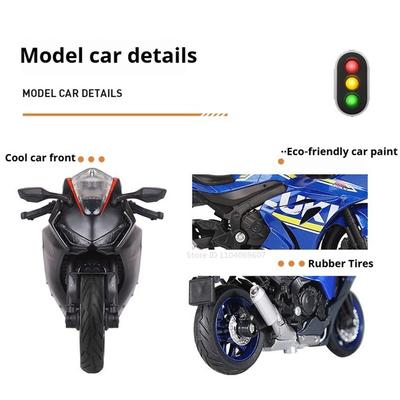 1:18 HAYABUSA GSX1000R R1 Motorcycle Toy Alloy Body Rubber Tires CBR1000RR Shock Absorption Model Car Models Boy Decorative Item