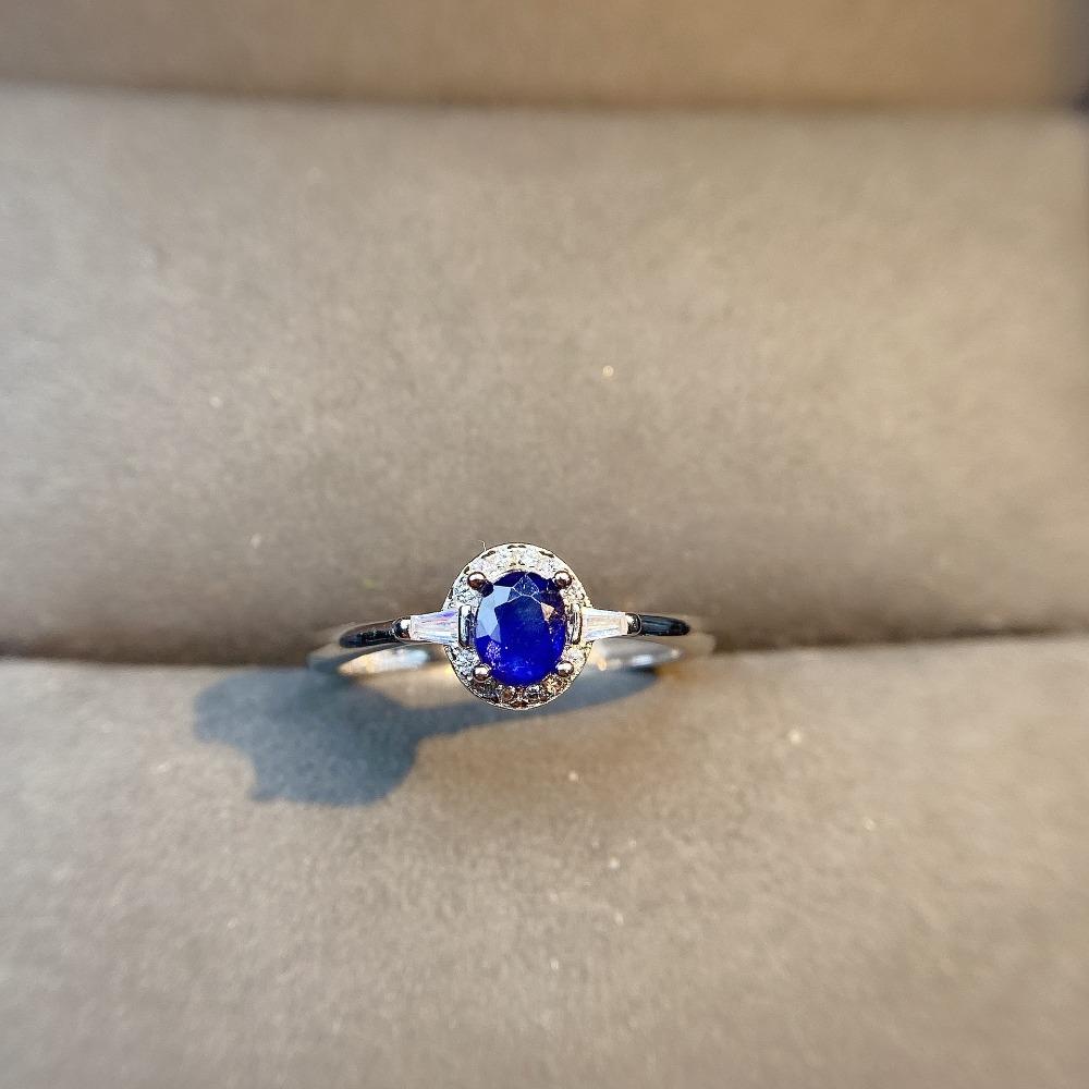 Open Ring Royal Blue Gemstone Adjustable Women Fashion Minimalist Jewelry