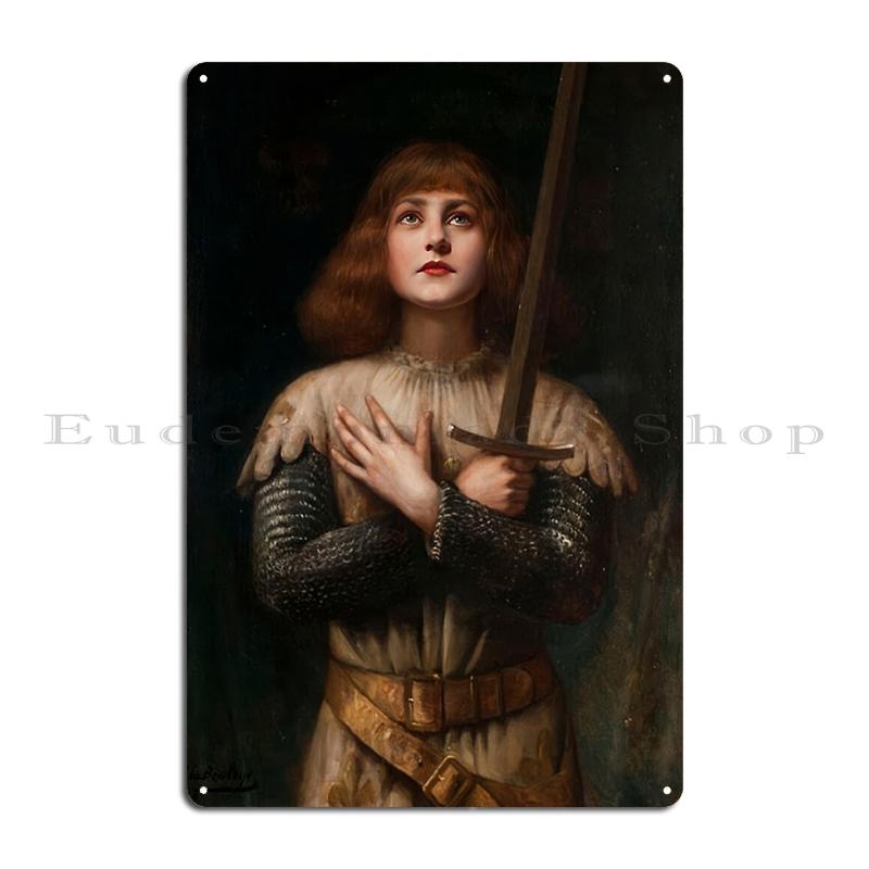 Giovanna d'Arco WW2 Cartello Metallico Club Pub Garage Decorazione Murale Classica Francia Giovanna d'Arco Cartello in Latta Poster