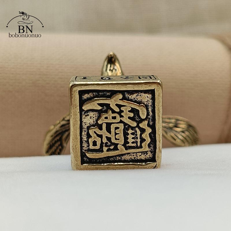 Solid Brass Vintage Lucky Eagle Seal Figurines Miniatures Desk Ornament Home Feng Shui Decoration Crafts Accessories Collections