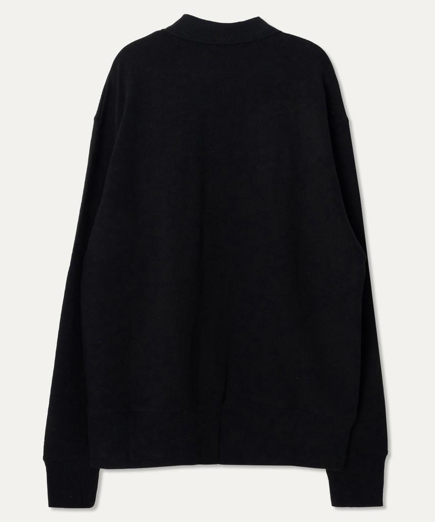 MAYOL Half-Zip Long-Sleeve Polo Sweatshirt_Black