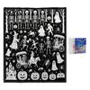 Interactive Coloring Art Gift Halloween DIY Blanket with 24 Markers, Washable Throw Blanket, Color Fabric Kit Your Own Spooky Pattern Mat for
