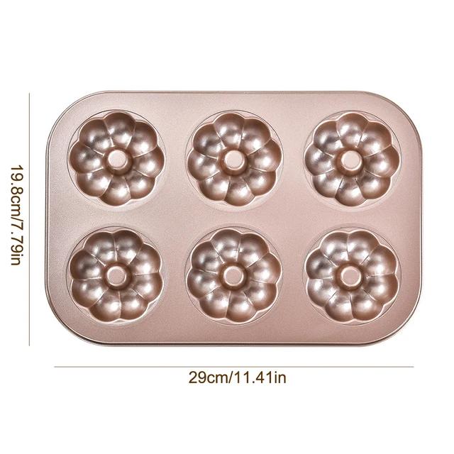 6 Hole Reusable Baking Tray Baking Pan Carbon Steel Cake Baking Mold Non-Stick Muffin DIY Cartoon Cake Pan Moulds Donut Baking