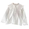 White Shirt Ruffled Loose Long-sleeved Top Autumn New Solid Color Doll Collar Shirt Women French Sweet