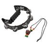 Handheld Tambourine with Hanging Decor Metal Bells Half Moon Drum Black Hand Percussion Instrument for Party Dance