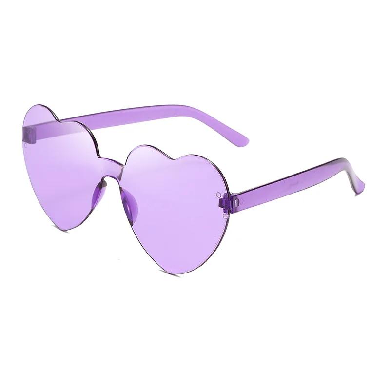 2026 Women Colors Polycarbonate Heart Shape Tinted Party Sunglasses Girls Vintage UV400 Colors Rimless Polarized Sun Glasses