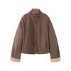 Womens Winter Casual Loose Fit Stand Collar Reversible Jacket Warm Outerwear