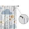 2pc Rocket and planet print curtains, polyester fabric, machine washable, suitable for bedroom and living room decoration