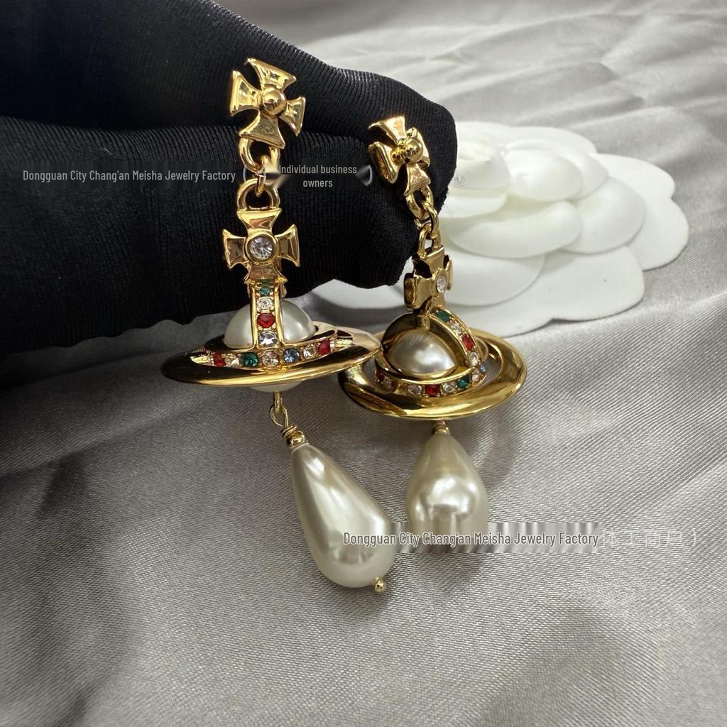 Elegant Saturn Pearl Tassel Earrings for Women