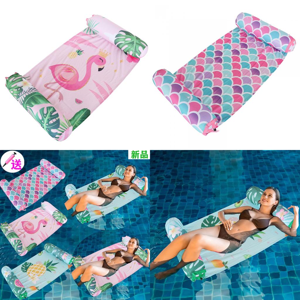 New Design Inflatable Floating Mat With Net And Backrest Eco-friendly Pvc Material Firebird Pattern