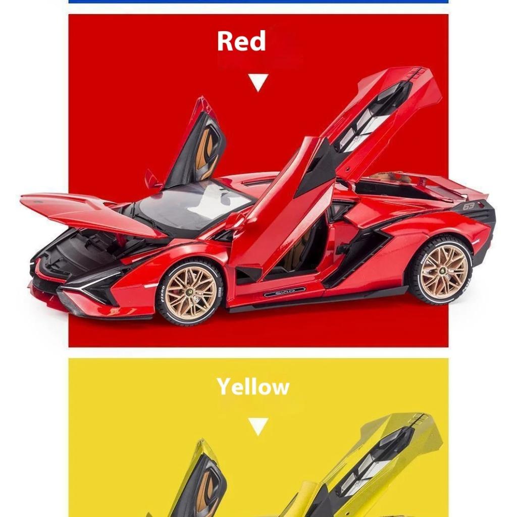 1/18 Lamborghini SIAN Lightning FKP37 Supercar Alloy Diecast Model Hight Simulation Sound Light Toy Holiday Gifts for Children Collection