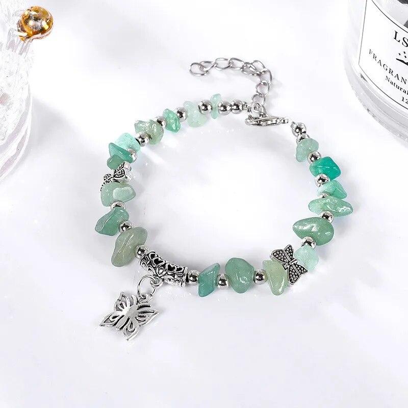 

6 цветов нерегулярный браслет из бисера из натурального камня для женщин, цветные бусины в стиле бохо, очаровательные кулон-бабочки, браслеты, ювелирные изделия, подарки 7