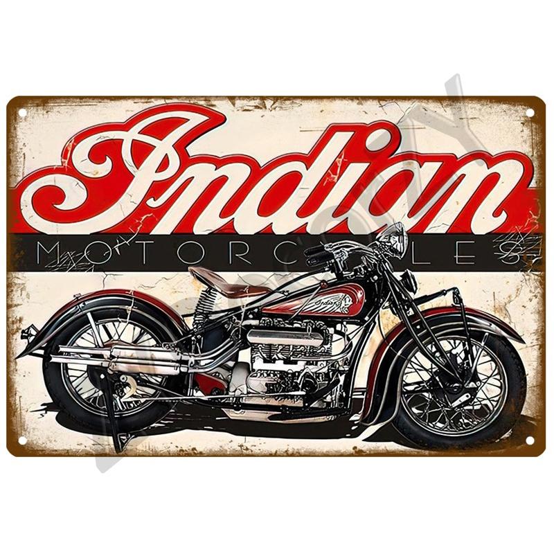 India Moto For The Garage Plaque Metal Sign Vintage Wall Poster Vintage Retro Room Home Industrial Hanging Decor Art Tin Sign