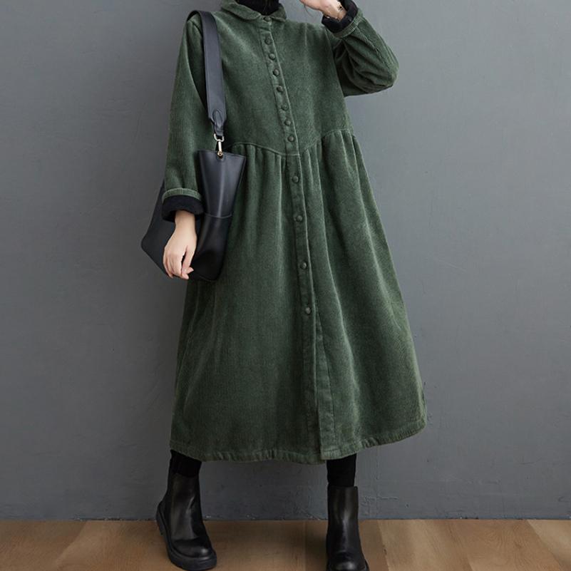 Winter Women Trench Fleece Long Sleeved Loose Vintage Fashion Casual Long Warm Coat