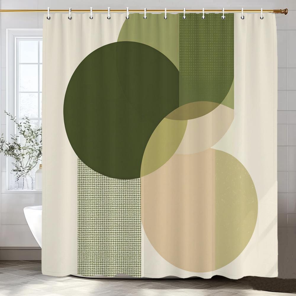 Modern Simple Geometric Shower Curtain, Bathroom Decorative Shower Curtain, Printed Polyester Fabric Shower Curtain with Hooks 90x180cm-35x70in