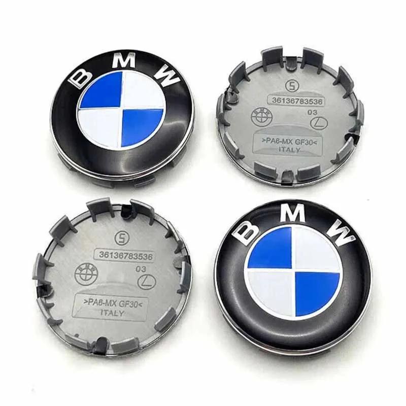 4 Τεμάχια Καλύμματα Κέντρου Τροχών 56mm/60mm/68mm για BMW – Κατάλληλα για X1 X3 X5 E70 E71 X6 M3 F30 F20 F10 F11 G30 E36 E46 E53 E90 E91 E60 E61 E93