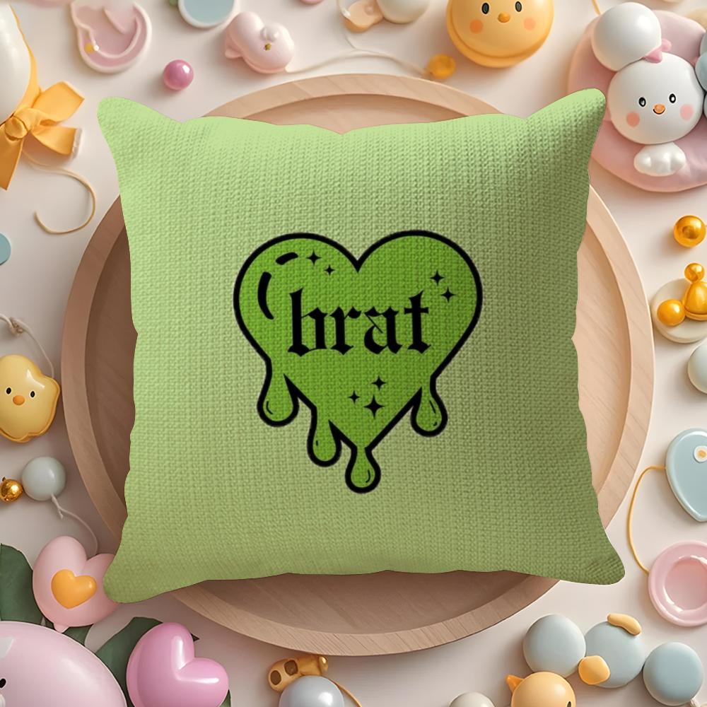 C-Charlis Xcx B-Brat Cushion Cover Summer Coolness Linen Fabric Double-Sided Printing Pillow Case Sofa Home Decor Gift