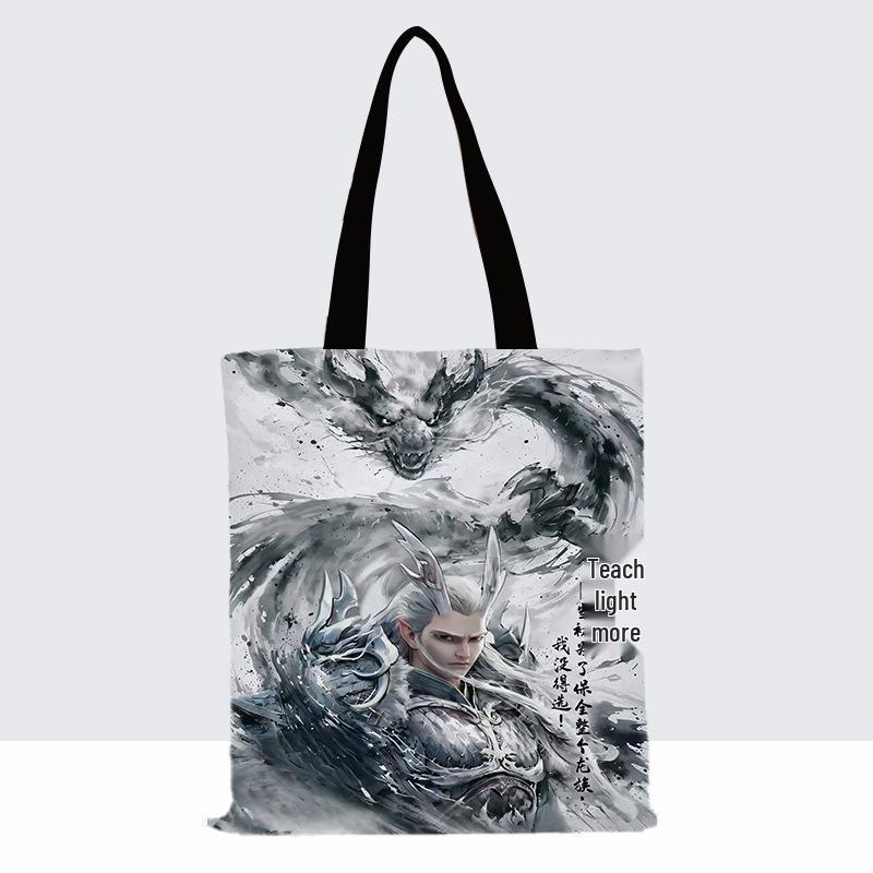 

Холщовая сумка-тоут через плечо Nezha Anime - Модная ита-сумка для студентов и повседневного использования 34x37