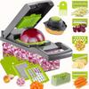 16-in-1 Manuelles Gemüseschneider-Set Mit 8 Klingen, Behälter, Sparschäler & Sieb, Zwiebel-Knoblauch-Schneider Würfler, Küchenhelfer Geschenk