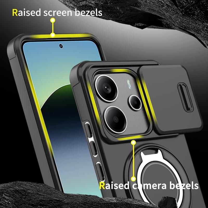 For Xiaomi Redmi Note 14 4G Case Shockproof Armor Camera Protect Fundas For Redmy Note14 4G Car Holder Magnetic Ring Phone Cover