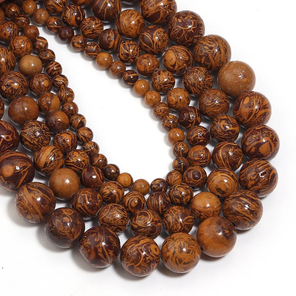 1 Strand 4/6/8/10mm Natural Stone Beads Golden Silk Jade Round Loose Beads For Jewelry Making DIY Bracelets Necklace Accessories