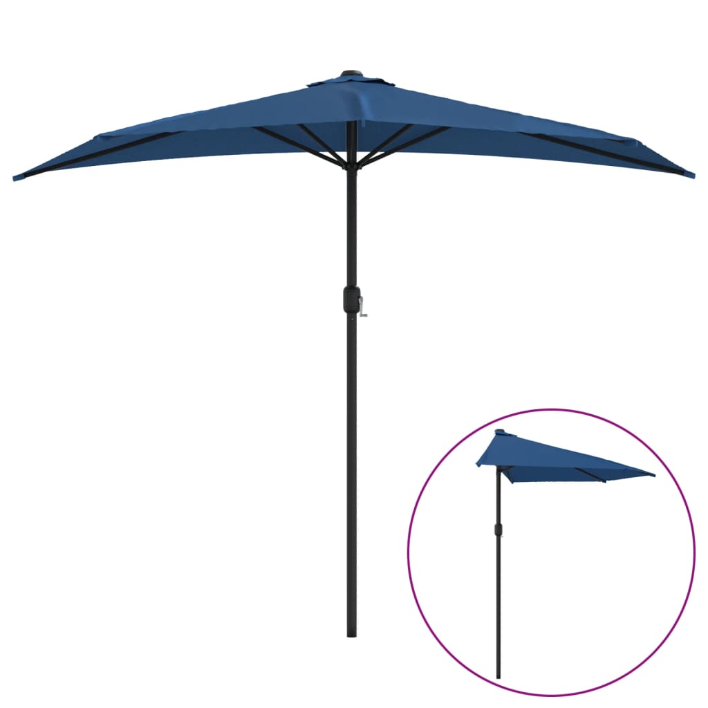 Balcony Sun Umbrella with Aluminum Pole Blue 270 X 144 X 222 Cm Semi Circular