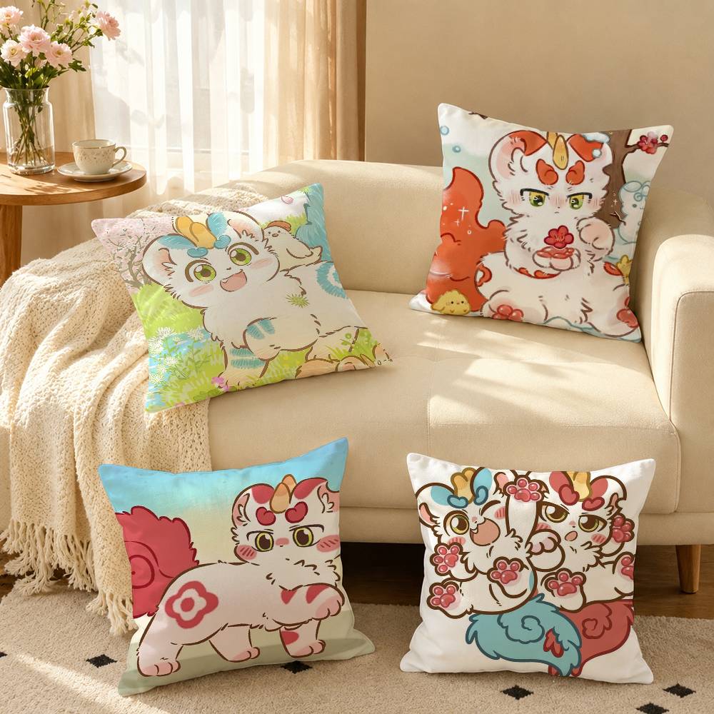 Cute Furry Fabulous Beasts Square Double-Sided printed Pillow Case Bedroom Bedside Pillow Sofa Cushion Cover