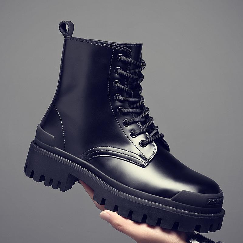 

Long Martin boots men s 2025 new British style retro leather thick-soled heightening locomotive boots high-top tooling shoes tide 38