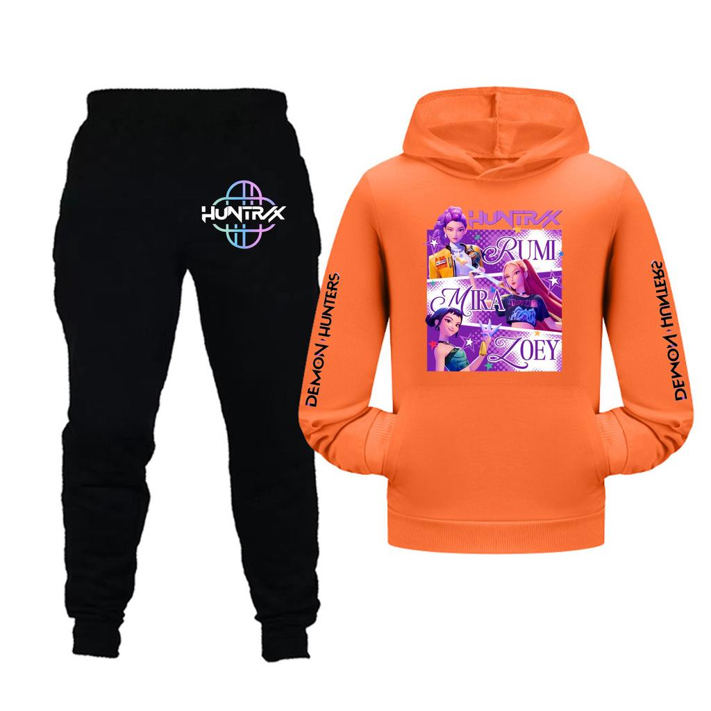 Barn Flickor Långärmad Huvtröja och Byxor Set För Småbarn och Stora Barn 2 Delar Outfits