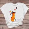 Women T-shirts Watercolor Short Sleeve 90s Fox Animal Ladies Print Graphic T Top Lady Shirt T