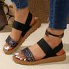 Fashion Women's Leopard Wedges Sandals Plus Size Casual Light Thick Sole Platform Slippers 2025 Summer Comfort Non Slip Beach Shoes