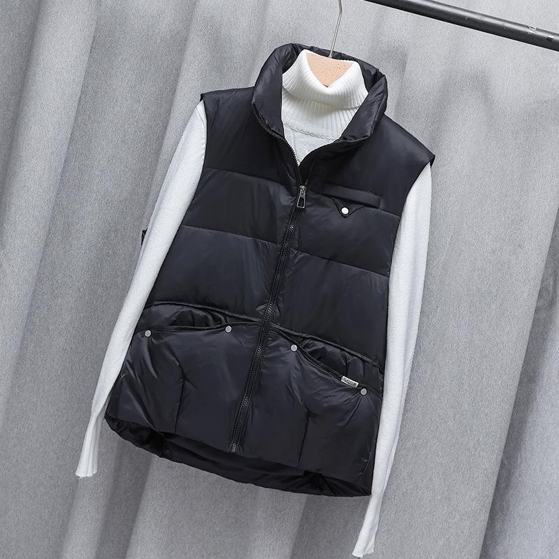 Down vest women's new rivets short white duck down stand-up collar loose casual vest outer wear