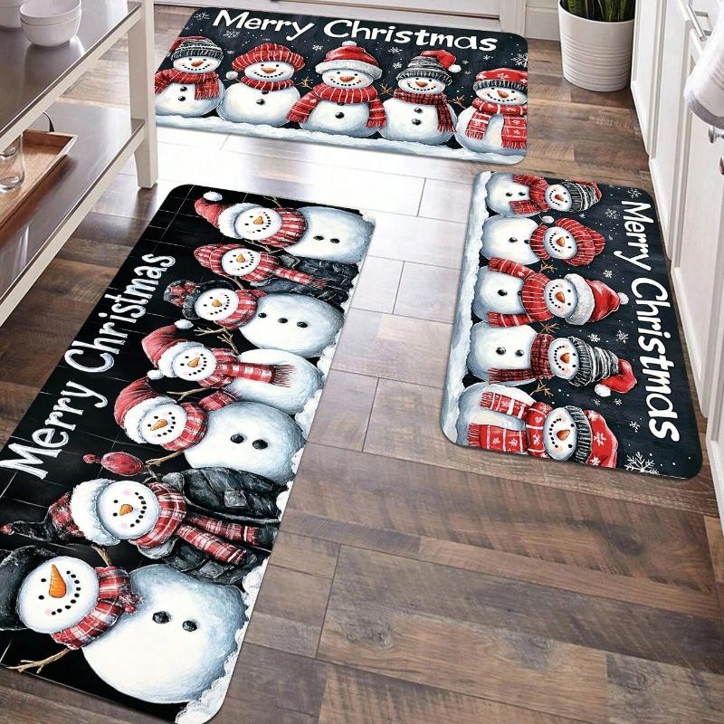 Santa Claus Balloon Printed Kitchen Carpet Non Slip Durable Entrance Mat Suitable for Home Office Laundry Room Quick Drying Mat