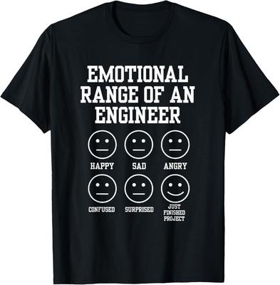 Emotionale Bandbreite eines Ingenieurs Lustige Ingenieursgesichter Fan Geschenk Unisex T-Shirt