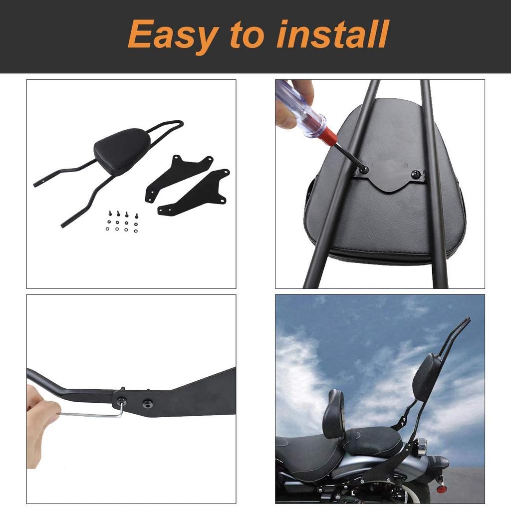 Motorcycle Rear Passenger  Seat With Detachable  Backrest Bar+Cushion Motor Accessories