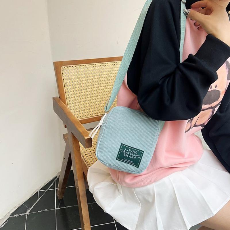 New retro versatile corduroy women's bag corduroy cloth bag striped shoulder messenger bag