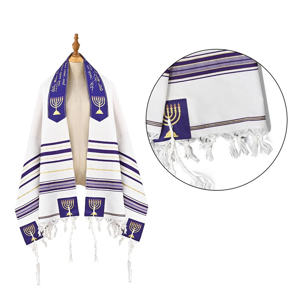 180cm Fransen Gebetsschal Tallit Mit Handgefertigten Zizit-Fransen Und Besticktem Muster Für Männer Frauen Religiöses Event