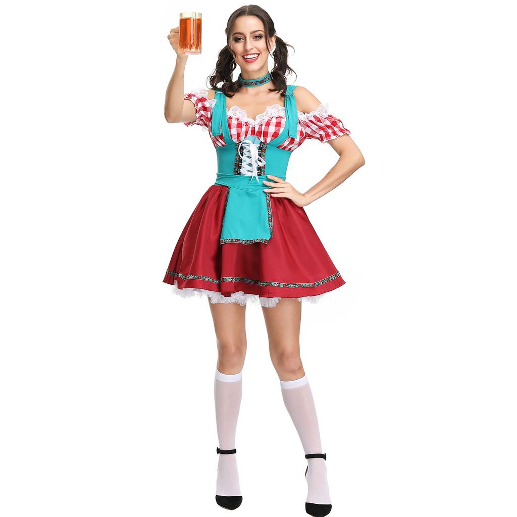 German Beer Costume New Halloween Costume Oktoberfest Maid Costume Bar Waiter Performance Dress