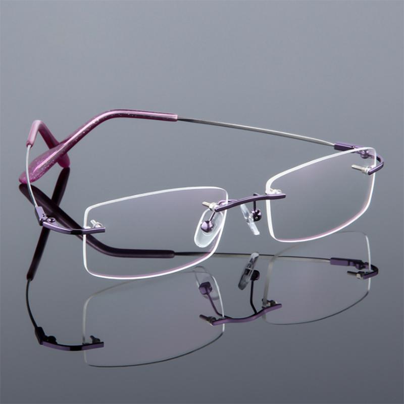 Blaulichtblockierende Titanlegierung Randlose Quadratische Kurzsichtigkeitsbrille Damen Herren Randlose Korrektionsbrille 0 -0.5 -0.75 Bis -6.0
