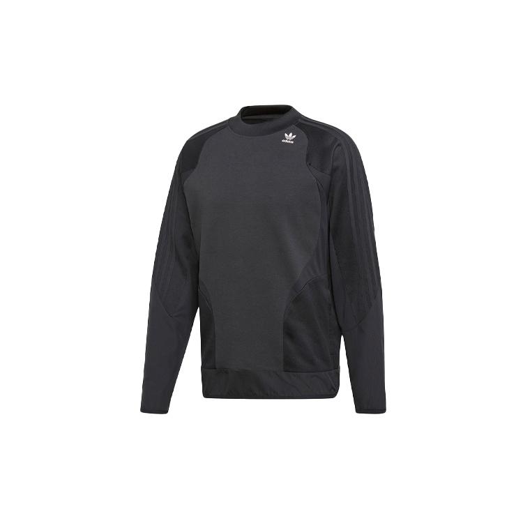 adidas originals Sweatshirt Splicing Casual Sports Round Neck Pullover Black Men s DV1980 S
