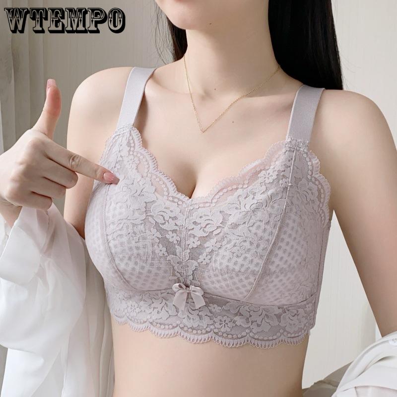 

Large Size Bra Women s Lace Gathered Bra Anti Sagging Bra Adjustable Accessory Bra No Steel Ring Bra 34/75B рожевий