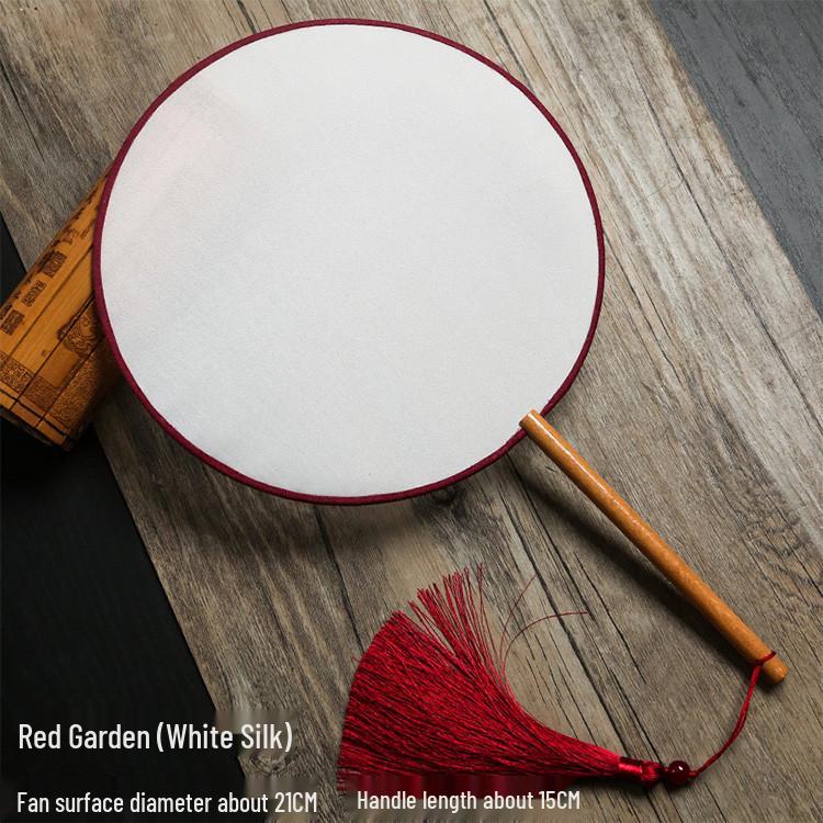 Vintage Silk Hand-Painted Gongbi Fan - Classic Chinese Round Palace Design