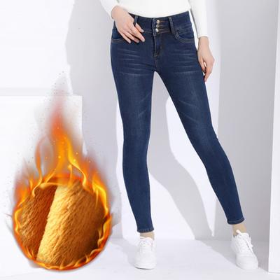 Women Jeans With High Waist Velvet Mom Stretch Vintage Jeans Warm Women's Plus Size High Waist Denim