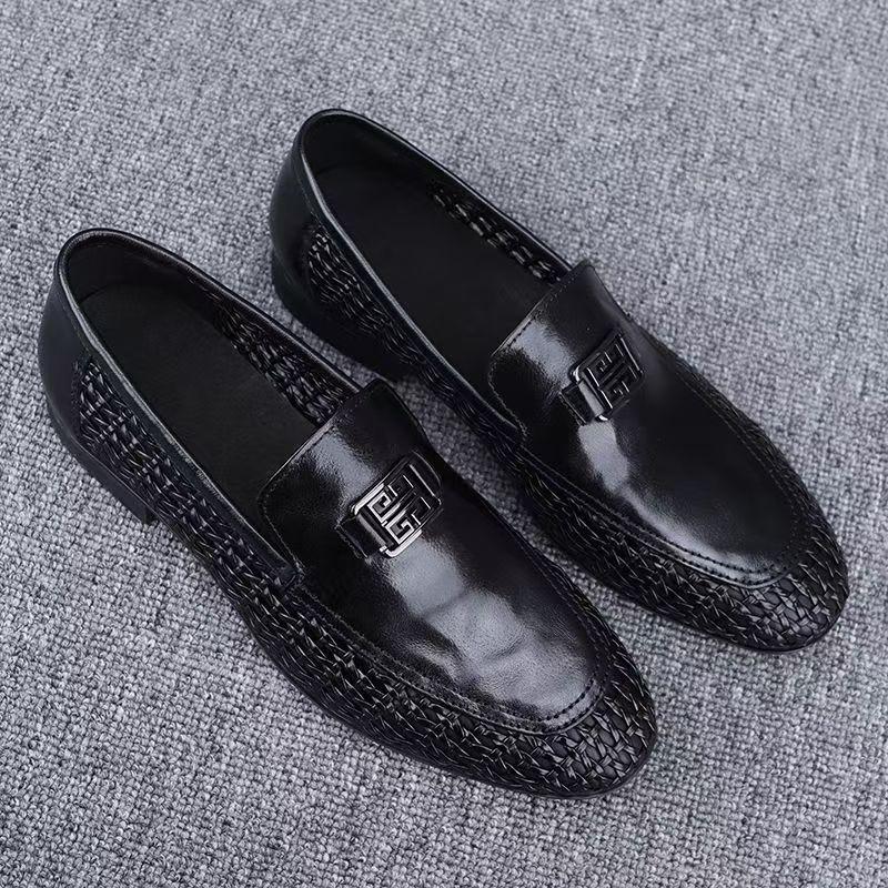 Summer new hollow men's shoes breathable casual leather shoes men's hand-woven one-pedal versatile