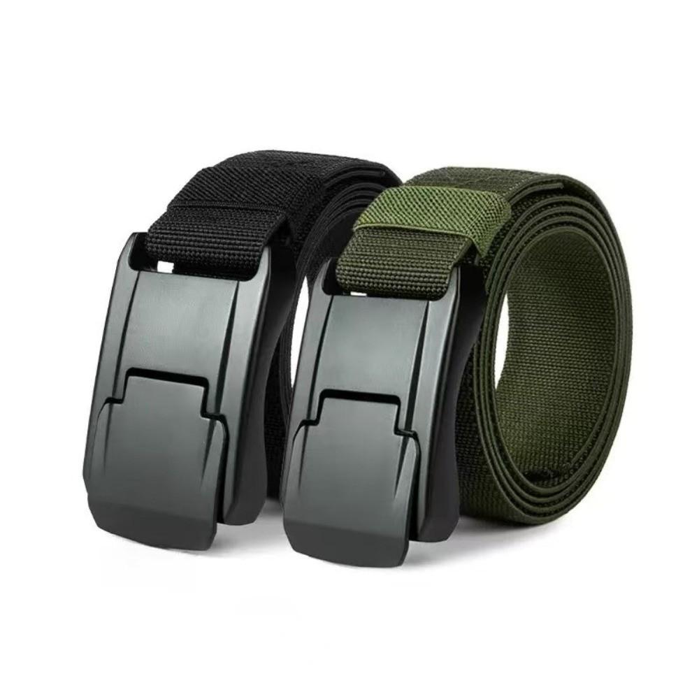 Heavy Duty Men's Stretch Belt Hard Quick Release Buckle Training Pants Belt  Outdoor