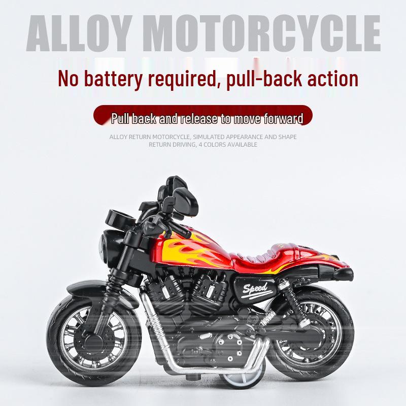 Douyin Kids' Pull-Back Alloy Motorcycle Model - Fire Dragon Toy for Boys