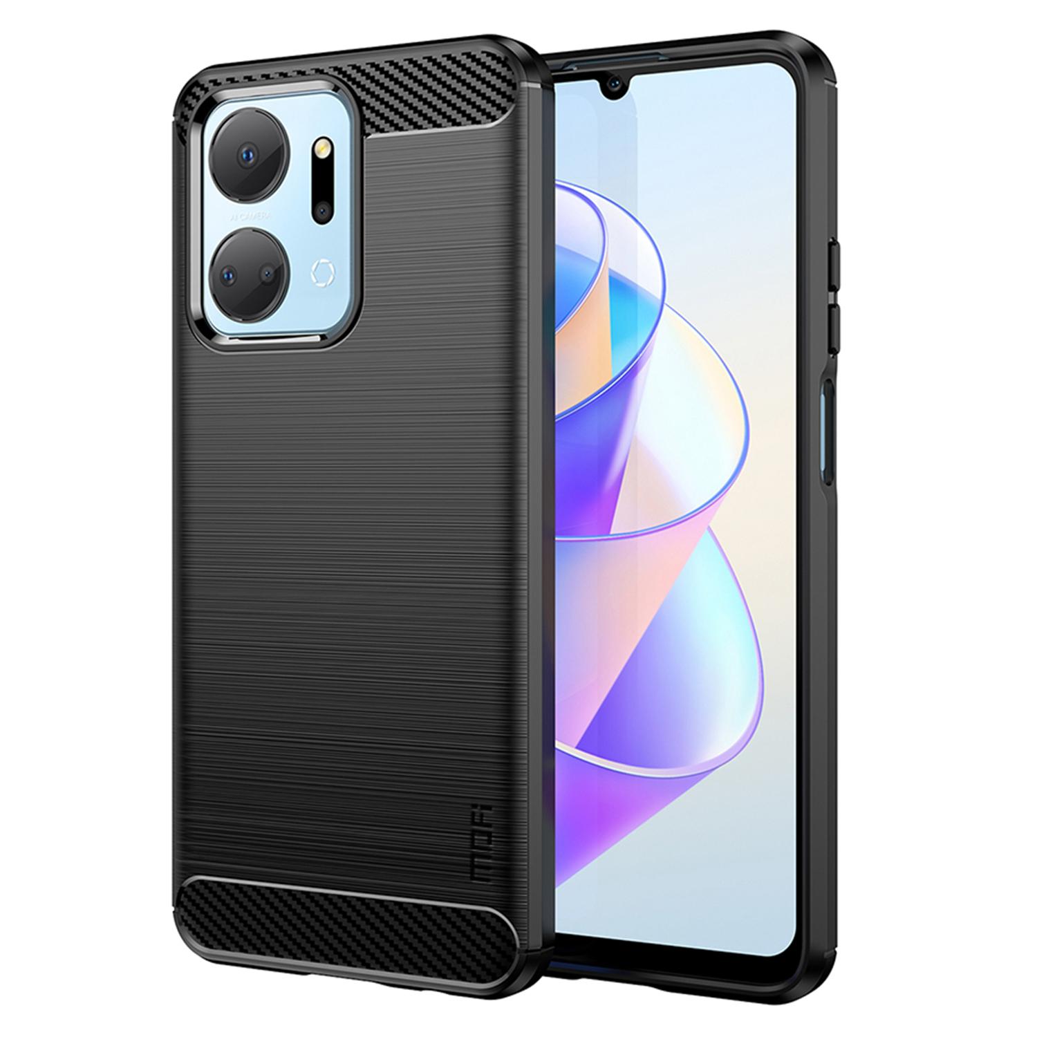 

MOFI JK TPU Series-1 TPU Cover for Honor X7a 5G/Play 40 Plus 5G Carbon Fiber Brushed Phone Shell Black