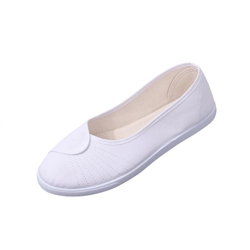 Modische Damen Krankenpflege Canvas Clogs Weiß Rutschfeste Flache Schuhe Gesundheitsfachkräfte Bequemes Rutschfestes Medizinisches Arbeitsfußschuhwerk