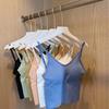 With Chest Pads, New Summer Women's Clothing, Simple Casual Short Open-button Beauty Back Sling Vest Top